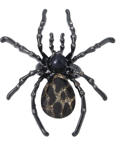 Betsey Johnson Black Faux Stone Spider Statement Ring