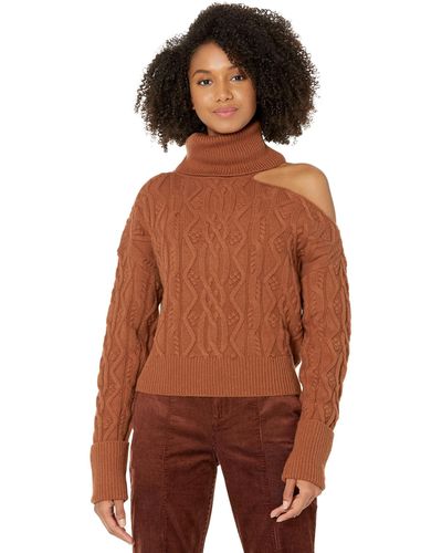 PAIGE Cropped Cable Knit Raundi - Brown
