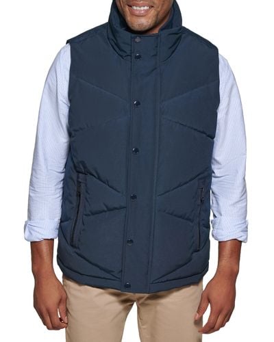 Tommy Hilfiger Diamond Quilted Stand Collar Vest - Blue