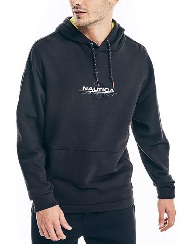 Nautica Mens Competition Sustainably Crafted Logo Pullover Hoodie Sweatshirt - Black