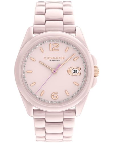 COACH Greyson Watch | Water Resistant | Quartz Movement | Elevating Elegance For Every Occasion(model 14503926) - Pink