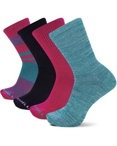 Merrell Cushioned Midweight Crew Socks-4 Pair Pack- Moisture Agement And - Blue