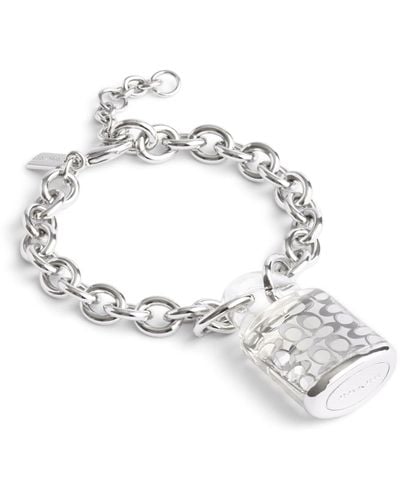 COACH S Signature Quilted Lucite Padlock Charm Bracelet - Metallic