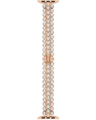 Kate Spade Rose Gold-tone Stainless Steel Ip And White Faux Pearls Band For Apple Watch® - Metallic