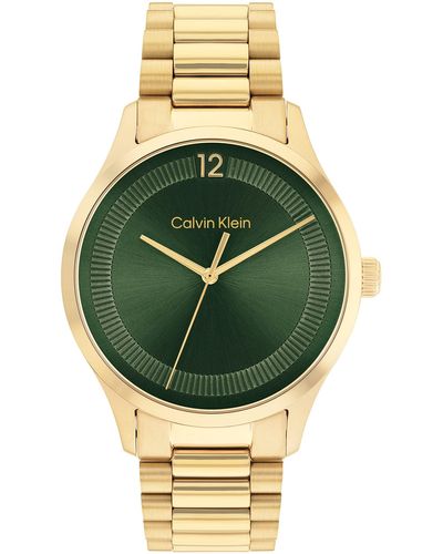 Calvin Klein Quartz Stainless Steel Case And Link Bracelet Watch - Green