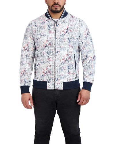 Nautica Water Resistant Long Sleeve Zip Up Knit Mesh Collar Mechanical Stretch Jacket - Multicolor