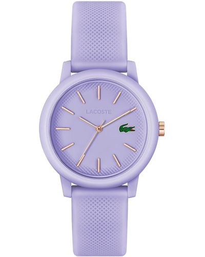 Lacoste .12.12 Watch Collection: Iconic Crocodile | Striking Shades |silicone Wristband |for Casual Wear - Purple