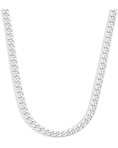 Amazon Essentials 7mm Sterling Silver Plated Flat Curb Chain For Or 16" - Metallic