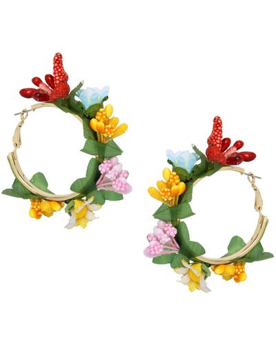 Betsey Johnson S Flower Hoop Earrings - Blue