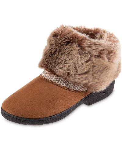 Isotoner Recycled Microsuede Mallory Boot Slipper - Brown