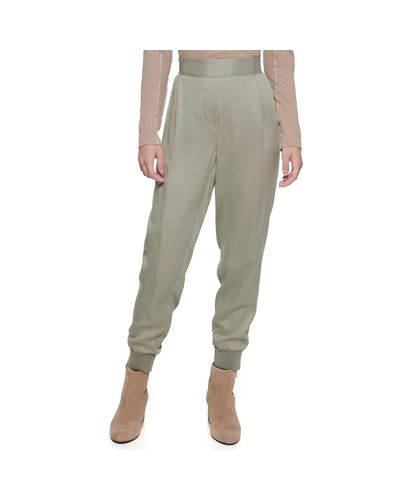DKNY Ribbed Ankle Cuff Easy Pull-on Sportswear Pant - Green