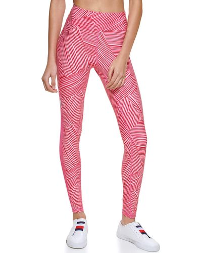 Tommy Hilfiger High Rise Graphic Compression Performance Legging - Pink