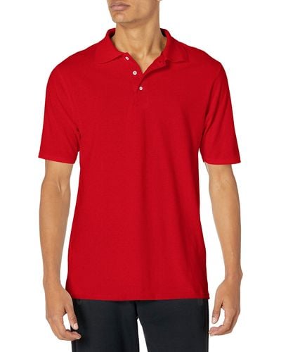 Hanes Mens X-temp Performance Polo Shirt,deep Red,small