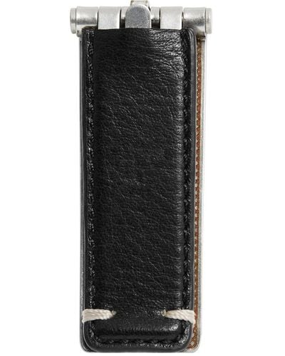 Fossil Leather Leather Wrapped Hinged Money Clip - Black