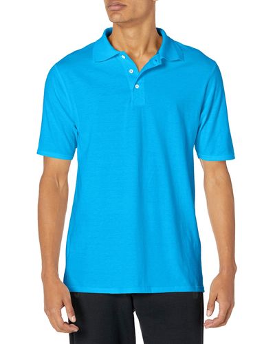 Hanes Mens X-temp Performance Polo Shirt,neon Blue Heather,xxx-large