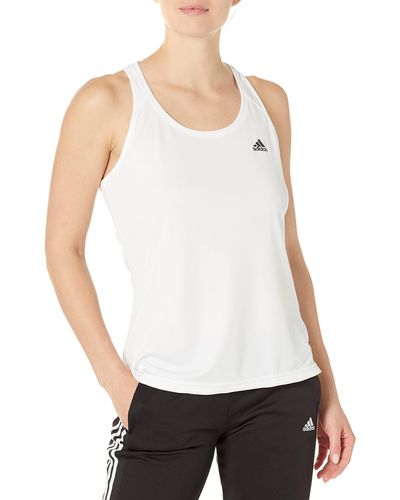 adidas Womens Designed 2 Move 3-stripes Sport Tank Top Shirt - White