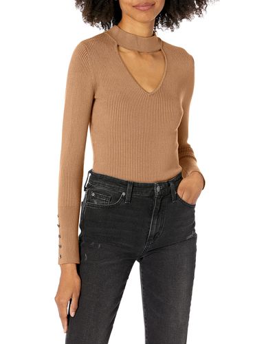 Guess Eco Long Sleeve Brianna Rib Sweater With Button Cuff - Black