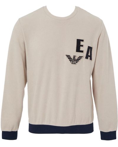 Emporio Armani Corduroy Fleece Crew Neck Sweater Sweatshirt - Weiß