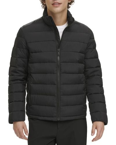DKNY Jon Quilted Stand Collar Puffer Jacket - Black
