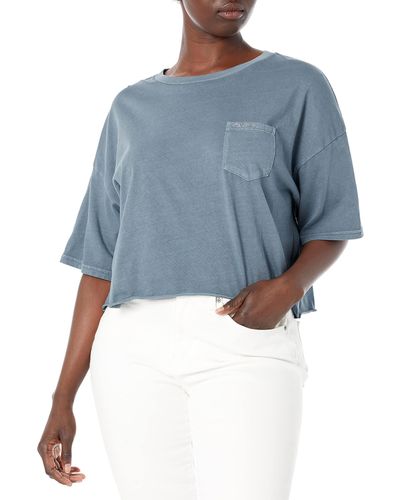 RVCA Cropped Pigment Dye Short Sleeve Shirt - Blue