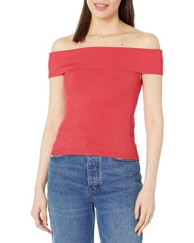 7 For All Mankind Off Shoulder Sweater - Red