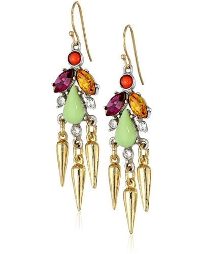 Ben-Amun Gold And Silver-tone Multi-colored Stone Drop Earrings - Black
