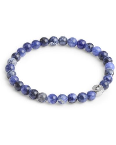 COACH Sterling Silver Signature Sodalite Bead Stretch Bracelet - Blue