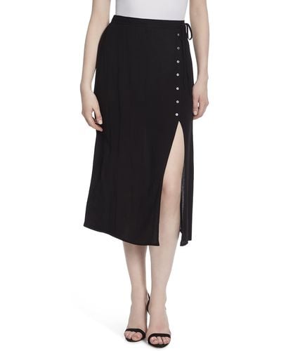 Jessica Simpson Irina Side Tie Button Slit Skirt - Black