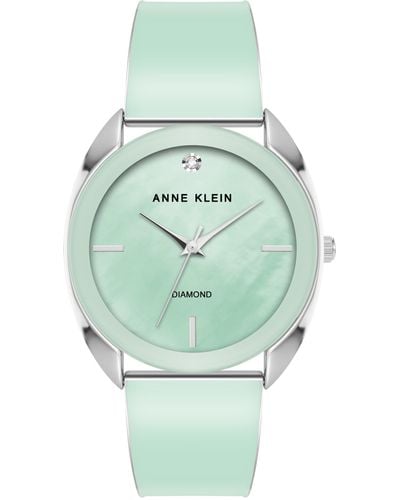 Anne Klein Genuine Diamond Dial Bangle Watch - Green