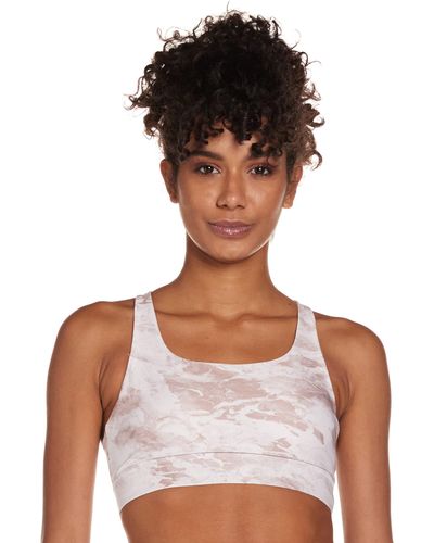 Guess Active Medium Support Marble Print Sports Bra - Brown