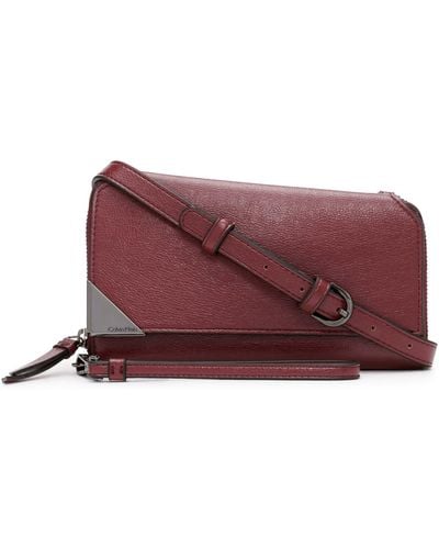 Calvin Klein Basalt Organizational Wallet On A String Crossbody - Red