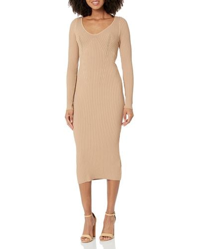 Guess Essential Long Sleeve Adele Sweater Dress - Natural