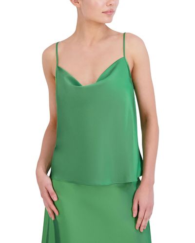 BCBGMAXAZRIA Cowl Neck Sleeveless Pullover Satin Cami Top in White