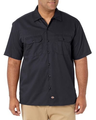 Dickies Mens Short-sleeve Work Button Down Shirt - Black