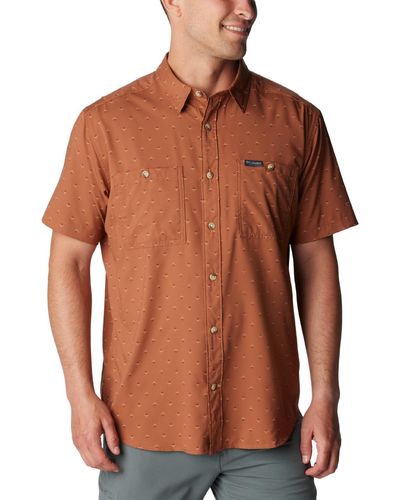 Columbia Utilizer Printed Woven Short Sleeve Hiking Shirt - Brown