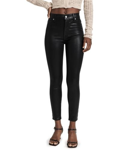 7 For All Mankind High-waisted Ankle-skinny Jeans - Black
