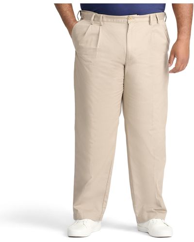 Izod Big-and-tall American Chino Double-pleated Pants - Natural