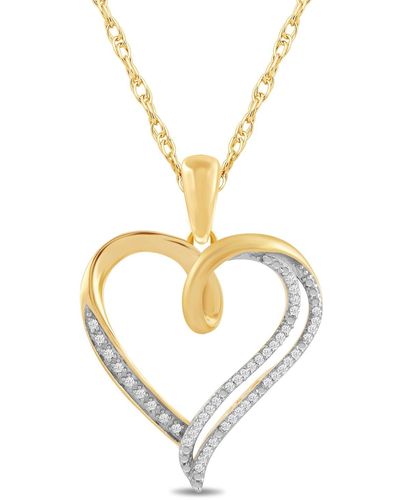 Amazon Essentials Womens 18k Yellow Gold Over Sterling Silver Diamond Heart Pendant Necklace - Metallic