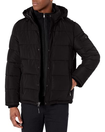 Calvin Klein Core Puffer With Polar Fleece Bib Jacket - Black