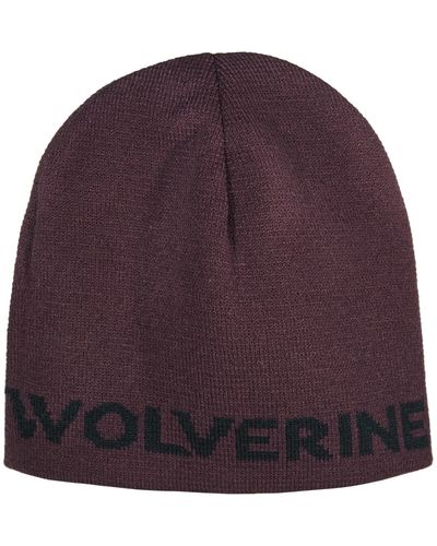 Wolverine , & 100% Acrylic Knit Logo Beanie, Burgundy, One Size - Purple