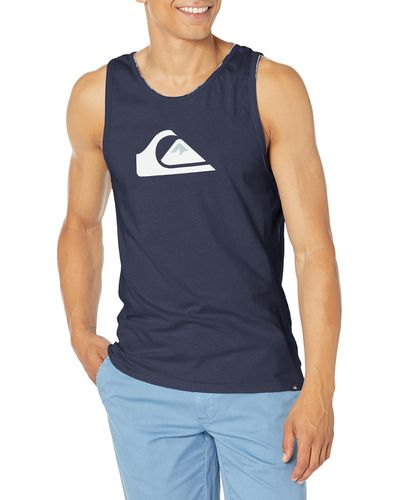 Quiksilver Comp Logo Tank Tee Shirt - Blue