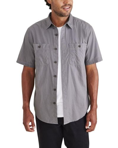Dockers Regular Fit Short Sleeve Utility Shirt - Gray