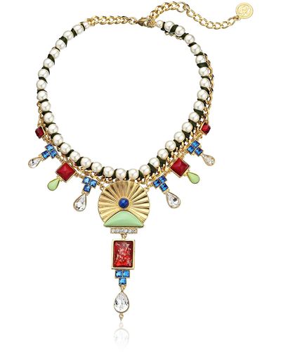 Ben-Amun Crystal Dangle Statement Necklace - Multicolor