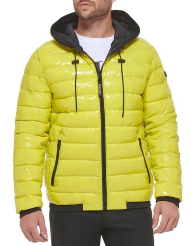 Calvin Klein Hooded Super Shine Puffer Jacket - Yellow