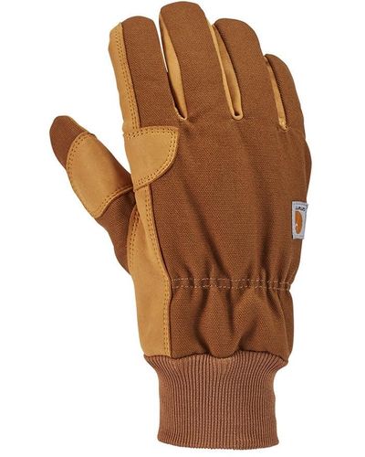 Carhartt Insulated Duck Synthetic Leather Knit Cuff Glove - Brown