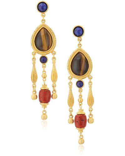 Ben-Amun Silk Road Chandelier Drop Earrings - Orange