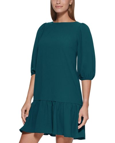 DKNY Womens Fit And Flare Trapeze Dress - Green