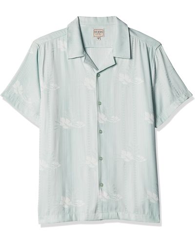 Guess Short Sleeve Roma Jacquard Shirt - Blue