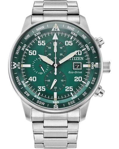 Citizen Eco-drive Sport Casual Brycen Weekender Chronograph Stainless Steel With Green Dial Watch