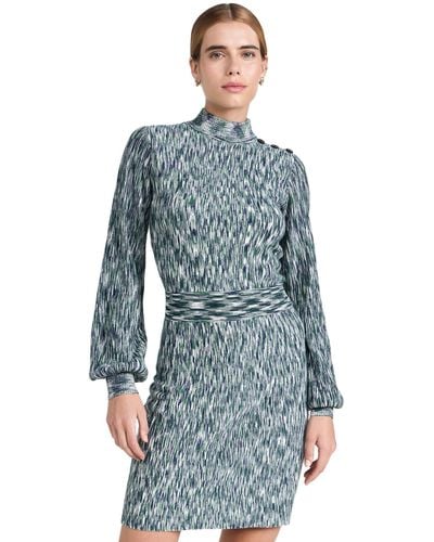 Shoshanna Molly Long Sleeve Melange Knit Dress - Blue